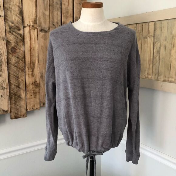 THREE DOTS Pullover Sweater‎ Velour Knit Scoop Neck Charcoal Grey Women Size M - Picture 1 of 10